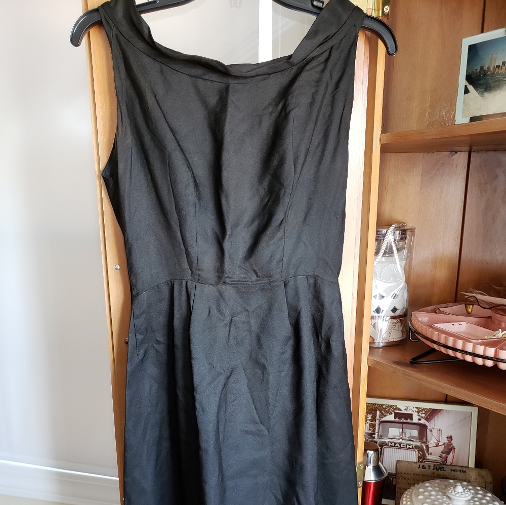 Vintage Adele Simpson Black Silk Dress S